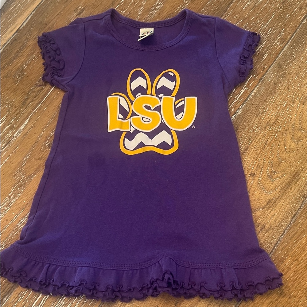 Kavio Purple Kids Dress with‎ LSU Paw Print